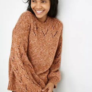 Madewell Pointelle Bubble-Sleeve Pullover Sweater